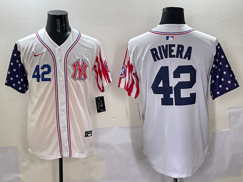 Men 2025  MLB New York Yankees #42 Rivera white jersey style 5->new york yankees->MLB Jersey